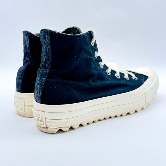 Converse Shoes Womens 8 Black High Top Sneakers Platform Canvas All Star Chucks - Picture 7 of 10
